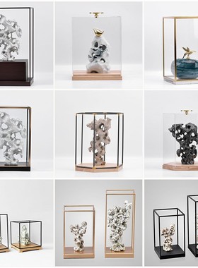 新中式创意太湖石摆件样板间售楼处玄关茶室桌面禅意软Y装饰品摆