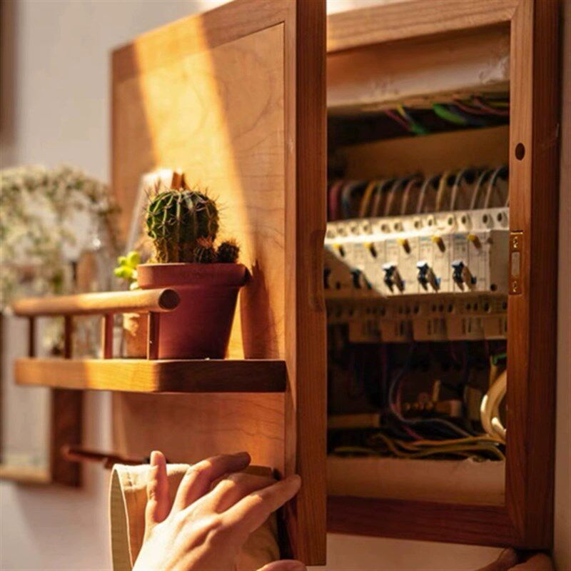 电表箱装饰画实木电箱遮挡改造创意挂衣置物架樱桃木电闸盒挂画