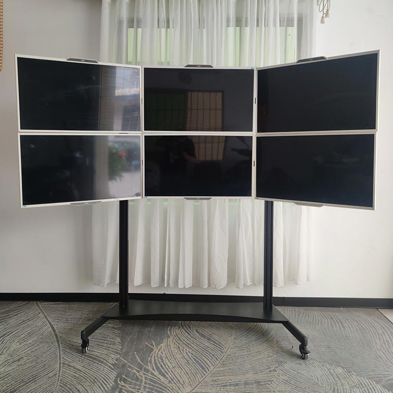 电脑显示器支架六屏 多屏拼接架子多应用桌面万向旋转6屏架推车