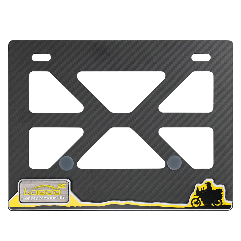 LOBOO萝卜摩托车牌照架碳纤维后牌照框车牌架子铝合金通用边框架