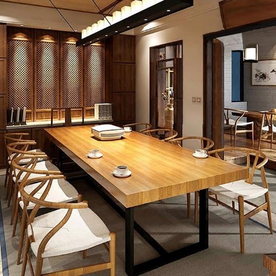 实木大型会议桌原木办公桌长桌loft工作台电脑桌现代简约洽谈宏东