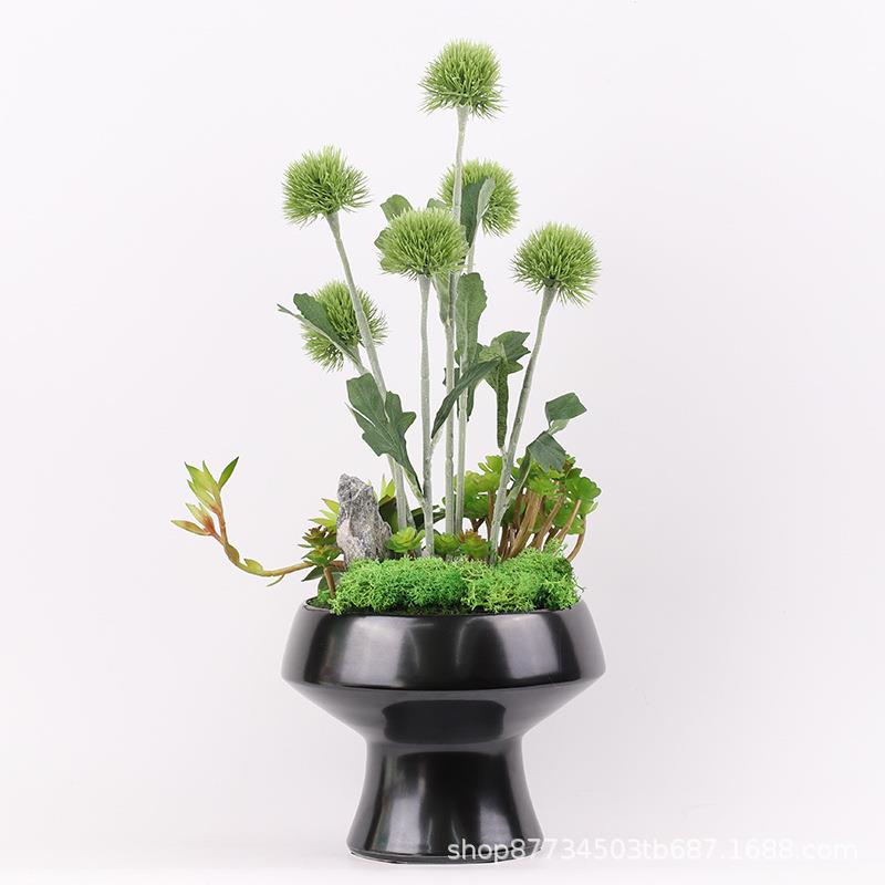 新中式仿真花艺盆栽苔藓盆景绿植摆件客厅家居售楼部摆件软装饰品