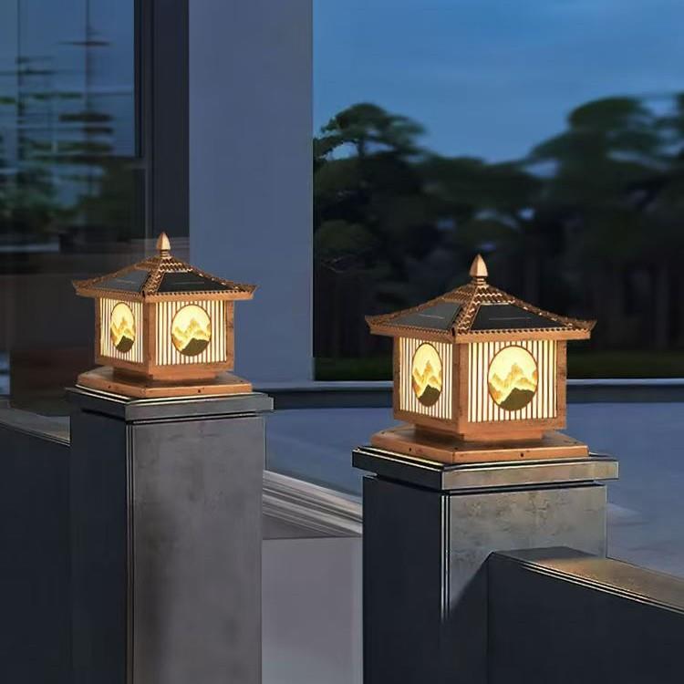 太阳能柱头灯户外庭院别墅柱子灯大门两侧防水围墙门柱灯智能感应