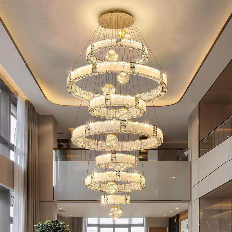 复式楼别墅大吊灯现代轻奢挑空水晶灯楼中楼梯loft自建房高端吊灯,家装灯饰光源,智能吊灯,淘宝优惠券,粉丝福利购,淘宝优惠卷