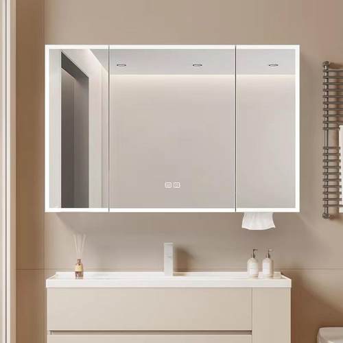 珍涵太空铝智能浴室镜柜单独带LED灯除雾卫生间美妆梳妆带置物架