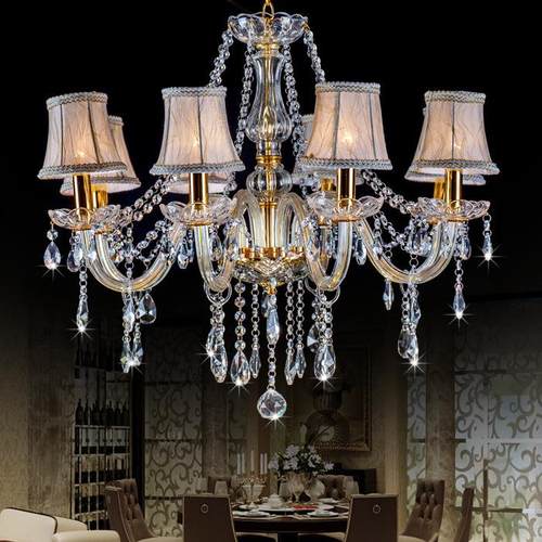 8头金色水晶吊灯蜡烛吊灯6头8头欧式蜡烛灯适合客厅卧室餐厅灯