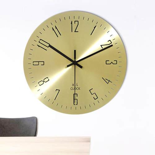 创意内外刻度数字金色挂钟家用客厅钟表轻奢不锈钢餐厅墙装饰钟