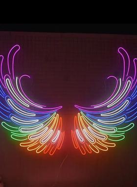 天使翅膀霓虹灯亚克力LED发光装饰灯Angel'swings网红墙造型灯牌