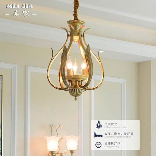 美式过道卧室书房全铜吊灯复式楼玄关楼梯阳台门口小吊灯别墅灯具
