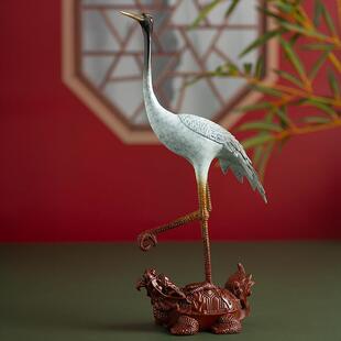 铜仙鹤摆件仿古龟鹤客厅装饰送长辈老人祝寿贺礼工艺品新中式摆设