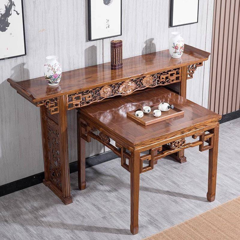 中式实木条案供桌香案家用玄关桌佛台财神台佛台榆木农村中堂条几
