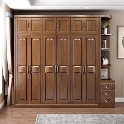 新中式实木衣柜对开门三四五六收纳衣橱简约家用卧室经济型大衣柜