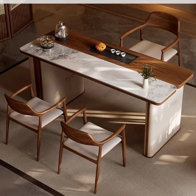 现代简约泡茶桌烧水壶一体家用轻奢茶桌椅组合办公室高端实木茶台