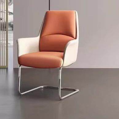 办公会议椅客人椅子高档老板皮质电脑椅弓形办公椅轻奢时尚职员椅