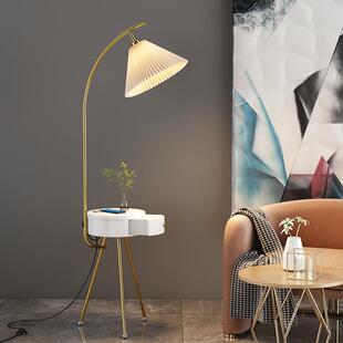 茶几落地灯客厅沙发旁边网红北欧卧室床头柜带抽屉置物架一体