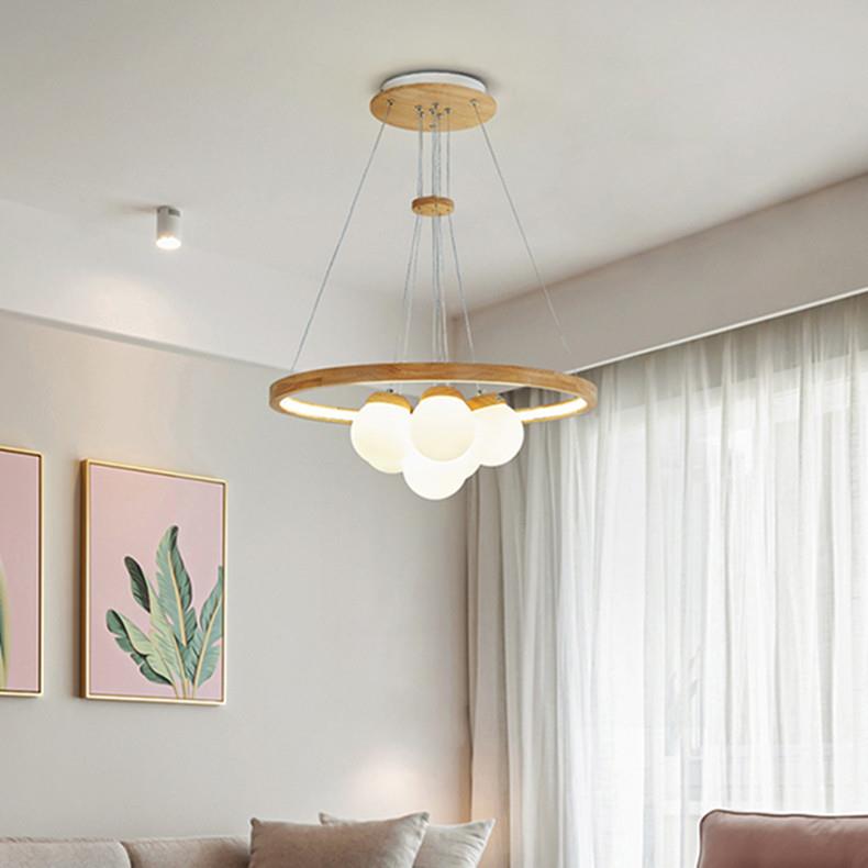 现代简约个性网红魔豆客厅吧台书房餐厅走廊实木餐吊灯D6207