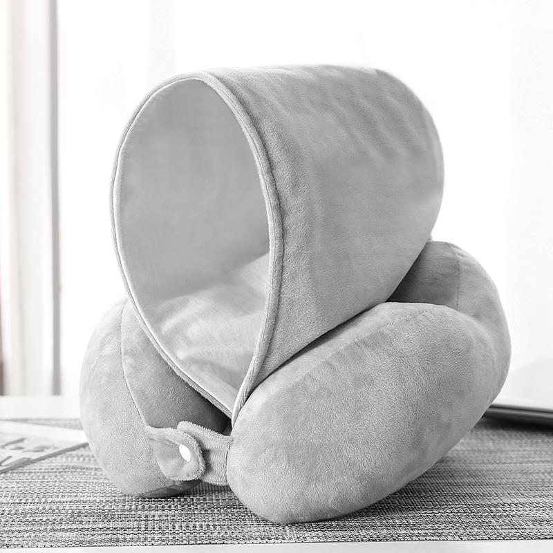 ⌘u型枕连帽脖枕颈枕U形靠枕护颈旅行办公室睡觉遮光飞机枕头护