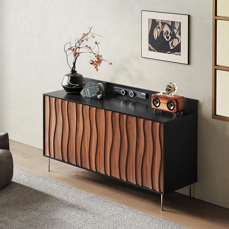 高档中古实木餐边柜靠墙一体客厅置物矮柜咖啡机摆放台别墅茶水柜