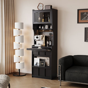 实木骨骼线餐边柜靠墙一体60cm茶水桌极窄侧高柜客厅咖啡机摆放台