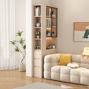 实木书柜家用沙发边柜简约展示柜侧边柜墙角夹缝储物柜置物架定制