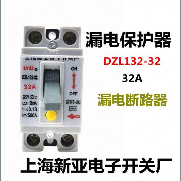 漏电断路器DZL132-32/32A漏电保护器2P上海新亚电子开关厂