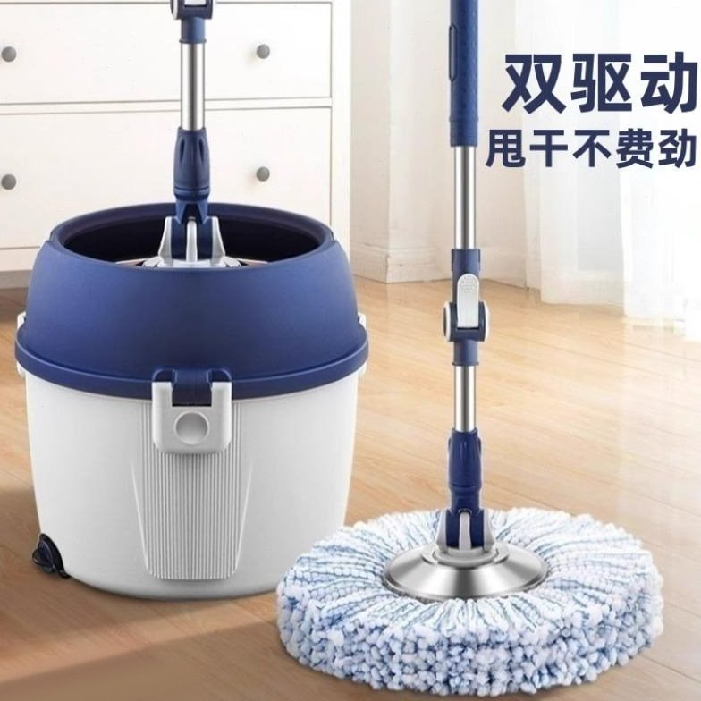 升级拖把自拧水旋转免手洗一拖净家用2024新款单桶圆形拖布地神器