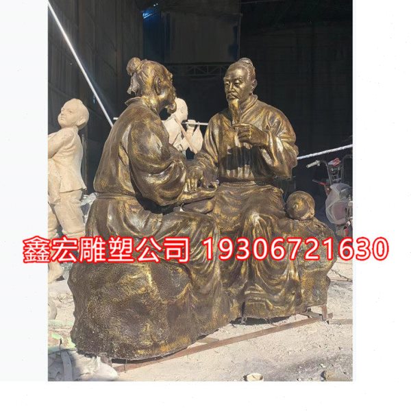定制铸铜玻璃钢中医文化雕塑悬壶济世把脉看病人物雕像中医馆摆件