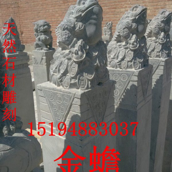 栓马桩仿古石雕做旧老石狮子金蟾貔貅麒麟拴马桩四方神兽栓马柱