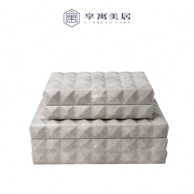 简约现代桌面创意摆件PU皮收纳盒首饰盒软装饰品卧室梳妆台床头柜