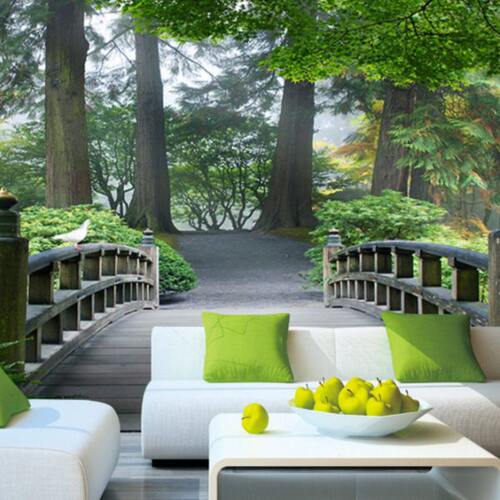 18D电视背景墙壁纸客厅沙发田园风无缝墙布8d树林风景墙纸壁画
