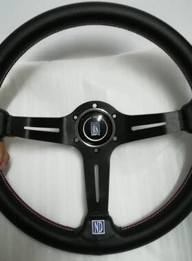 汽车Nd改装14寸赛车/竞技方向盘7cm改装真皮方向盘通用缝线轻质