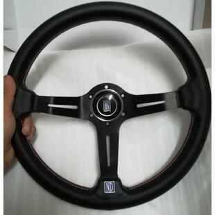 真皮方向盘通用缝线轻质 竞技方向盘7cm改装 汽车Nd改装 14寸赛车