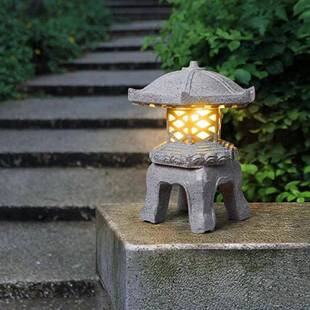 宫灯太阳能摆件树脂石塔中式室内市电款庭院装饰户外花园装饰灯