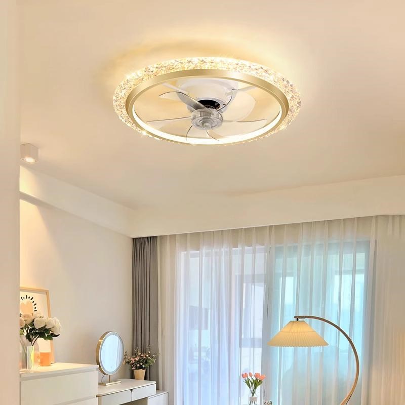 轻奢吸顶风扇灯主卧室摇头吊扇灯简H约变频静音一体客厅餐厅灯