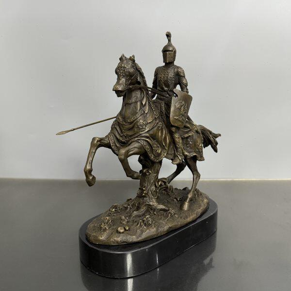 骑士雕塑马盔甲欧洲中世纪古典铜雕塑工艺术品家居饰品礼品摆件