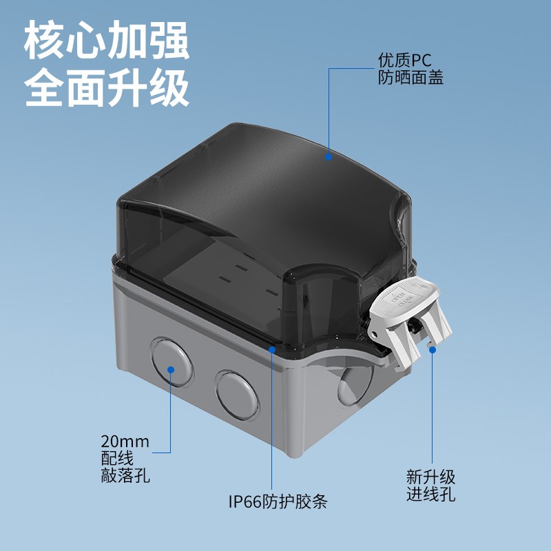 户外防水c插座86型一体明装电源开关五孔插座防雨盒室外露天防暴