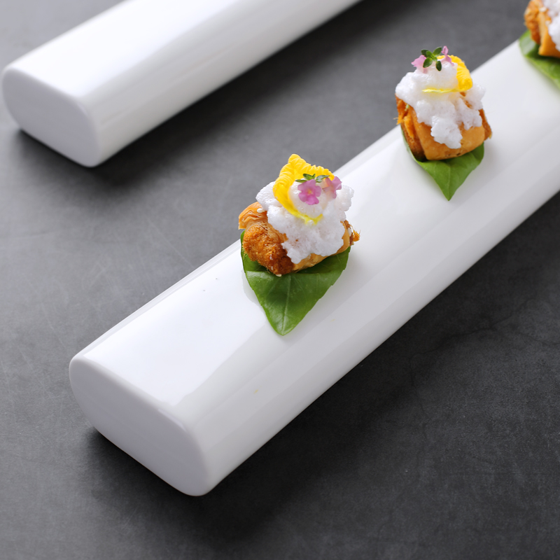 长条盘子冷e菜点心盘分子料理私房菜意境餐厅创意中式陶瓷摆盘餐