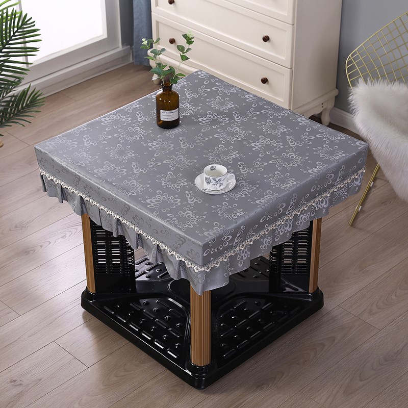 正方形餐桌布套罩防水防油免w洗取暖桌罩电炉罩套家用烤火桌皮罩