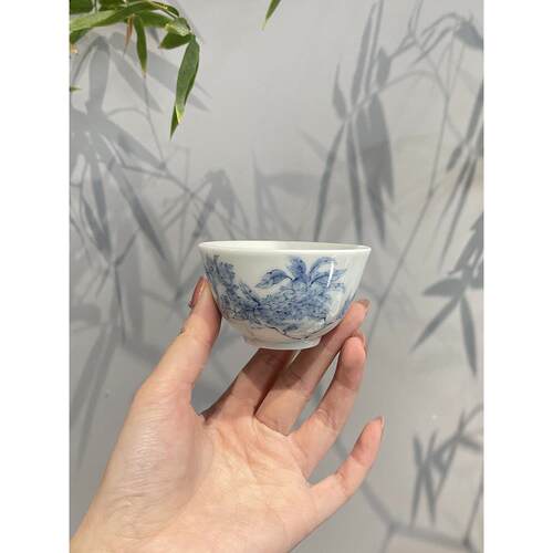惊蛰 高温烧制青花瓷橘子花小容量主人杯中式品茗杯功夫茶具茶杯
