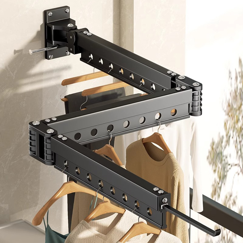 折叠晾衣架壁挂式小m户型室内飘窗家用晒衣杆子伸缩阳台晒被子神