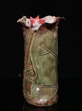 石湾公仔陶瓷创意小花瓶家居客厅博古架电视柜饰品摆件植物工艺品