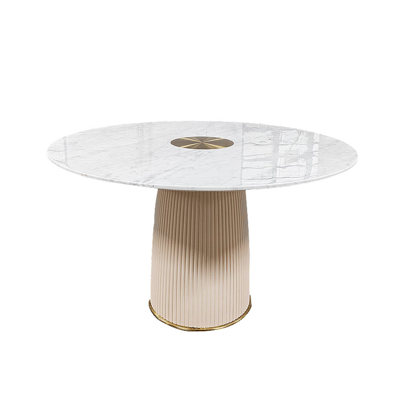意式轻奢大理石圆形餐桌简x约小户型客厅茶桌奶油风网红餐台