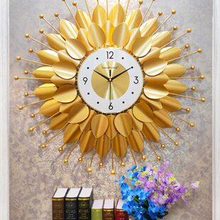 钟表网红挂钟客厅创意家用欧式 饰挂件墙壁钟石英表 大气静音机芯装