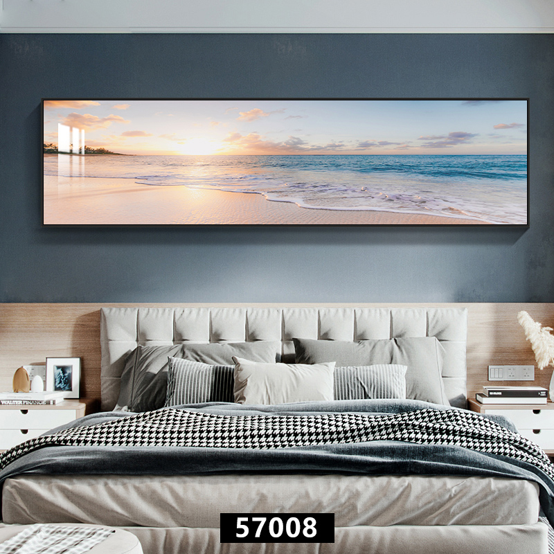 简约卧室装饰画i主卧温馨床头挂画海景横幅壁画客厅抽象墙挂画