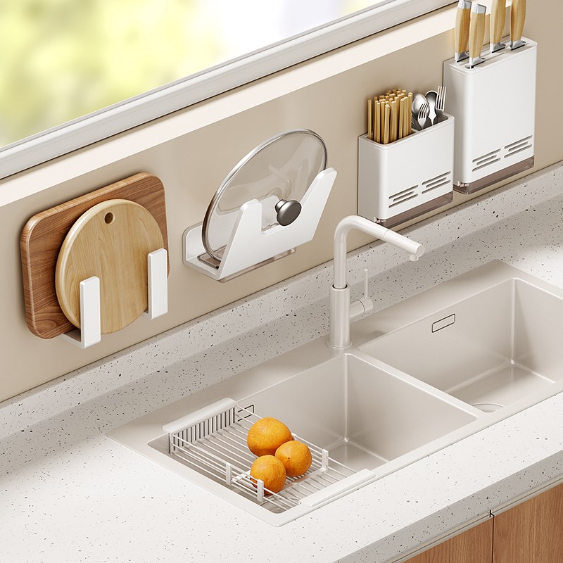 菜板放置架免打h孔壁挂切菜板锅盖砧板架厨房专用置物架收纳架神