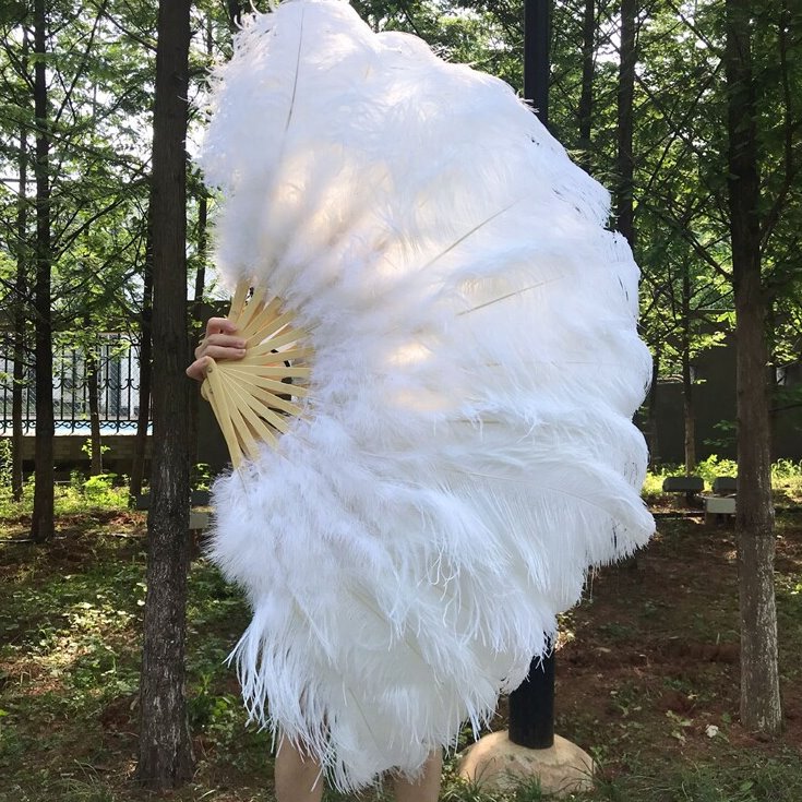 大号鸵鸟羽毛扇子 工艺扇舞蹈酒吧表演演唱会道具挂扇羽毛扇 包邮