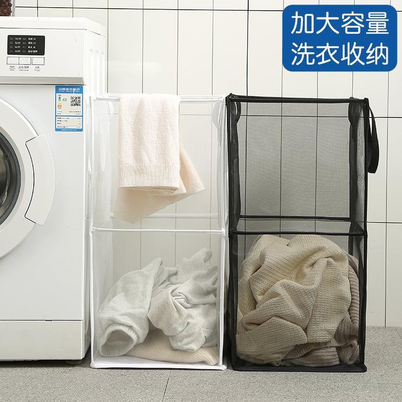 方形网格洗衣篮大号可折叠脏衣筐浴室脏衣篮家用便携带提手脏衣篓