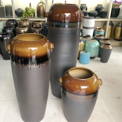 禅意中式花瓶客厅插干花装饰摆件复古陶瓷做旧陶罐水培多肉花盆器