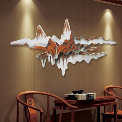 新中式金属山水艺术壁饰酒店会所别墅画廊挂饰办公室客厅壁挂饰品