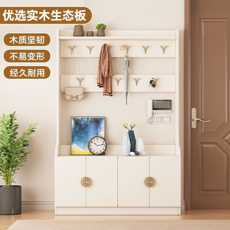 新款实木衣帽架家用鞋柜进门玄关一体隔断门口Q挂衣架多功能换鞋